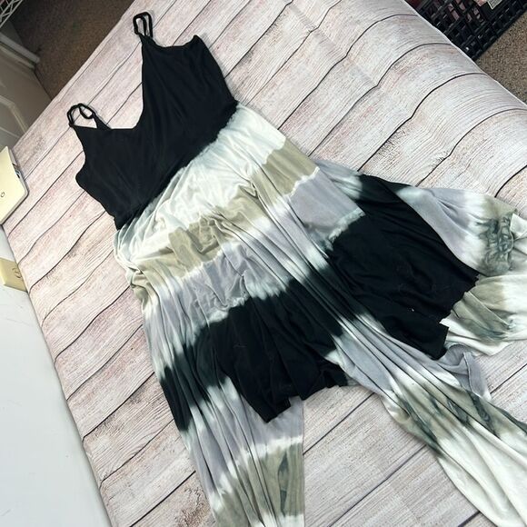 Ocean Drive Asymmetrical Fairy Tie Dye Low Back Spaghettietti Strap Dress Large - Picture 6 of 13